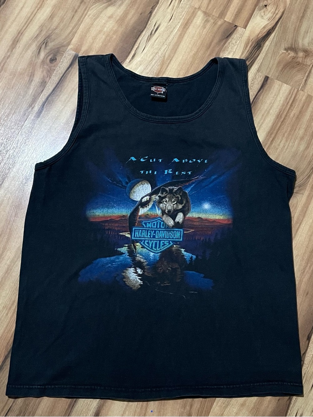 VTG 90s Harley Davidson A Cut Above The Rest Wolf/Dreamcatcher Tank Top Sz L
